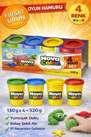 Resim 4 Lü Oyun Hamuru Seti 4 Renk Yumuşak Ve Şekil Alabilen Oyun Hamuru Çok Renkli 