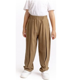 Resim Oliven The Kid Unisex Paça Ve Belden Kapalı A Pile Keten Pantolon Caramel Caramel Kahverengi 