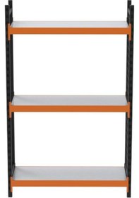 Resim 3 Katlı Duble Dekoratif Midi Rack - Ekonomik Depo,arşiv, Kiler Rafı Siyah-turuncu-35x150 Cm-100 Cm Çok Renkli 