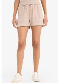 Resim DeFacto Regular Fit Esnek Belli Bağcıklı Bermuda Şort D3327AX25SPBG130 Bej 