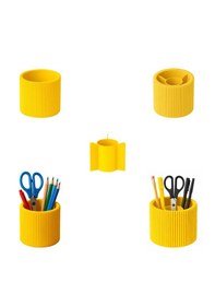 Resim Özel 3d Baskı Ayrılabilir 4 Bölmeli Kalemlik Masa Vb. Kalemliği Çapı: 8,5 Cm X Yükseklik: 8 Cm Sarı 