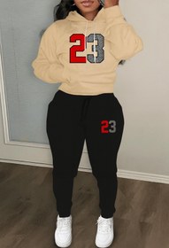 Resim classy moda 23 Numaralı Baskı Kadın Eşofman Takımı Kapüşonlu Sweatshirt ve Jogger Pantolon 