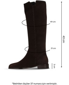 Resim Bueno Shoes Kahverengi Süet Kadın Düz Çizme 33wc12520 