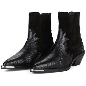 Resim Metal Detaylı Siyah Kadın Kovboy Botu Kobe 001 