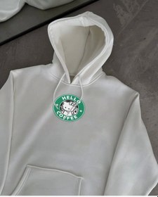 Resim Tua Moda Üç İplik Penye Uzun Kol Kapşonlu Sweatshirt - Beyaz Beyaz 