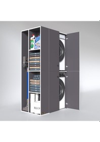 Resim Kenzlife Çamaşır-Kurutma Makinesi Dolabı Kapaklı Foka Sol Gri 180*090*60 Banyo Arkalıksız Çok Renkli 