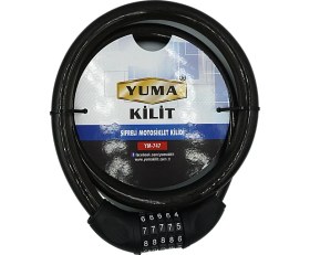 Resim Yuma Kilit Yuma Motorsiklet Kilidi 5 Şifreli Siyah ( Boy : 120CM-ÇAP : 20MM ) 