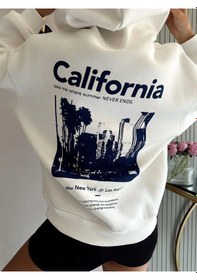 Resim Startmore Adrift Unisex Erkek/kadın Calıfornia Renkli Özel Baskılı Oversize Kapüşonlu Sweatshirt Beyaz Beyaz 