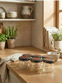 Resim Leelahome 6'lı Set Kapaklı Cam Kavanoz 33 Ml - Kalp Siyah 