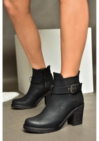 Resim Fox Shoes R674151409 Siyah Kalın Topuklu Kadın Bot-siyah-suni Deri Siyah 