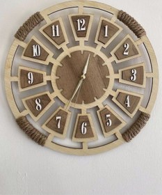 Resim Ümra Lazer Hasır Sargılı Dekoratif Duvar Saati Krem 