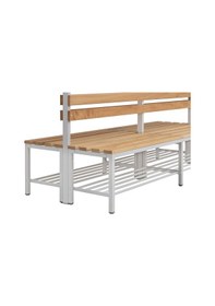 Resim Ayakkabılıklı 6 Ayaklı Çift Taraflı Bank, Kanca Şeritli Bank, 18 Kanca, 200x85x170 Cm, Spor Bankı 