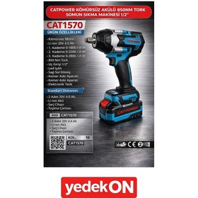 Resim Catpower Cat1570 Kömürsüz Akülü Somun Sıkma 1/2 20v 4.0 Ah Li-on 