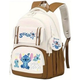 Resim Honeybeeshop Disney Stitch Kahverengi Büyük Kapasiteli Okul Sırt Çantası Laptop Bölmeli Diğer 