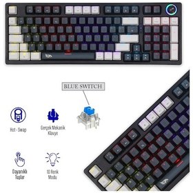 Resim Gameagle Strike Plus MK-96X1ABB Mekanik Işıklı Blue Switch Gamer Oyuncu Klavye 