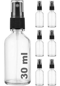 Resim Afracam 30 ml Şeffaf Kapaklı Siyah Sprey 30 Cc Fısfıs Kolonya Dezenfektan Cam Şişe 6 Adet 