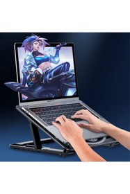 Resim Ally Mobile Ally Ayarlanabilir Taban Çift Fanlı Tablet Ve Laptop Soğutucu Stand Siyah 