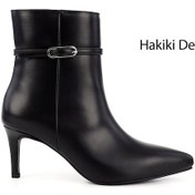 Resim Gönderi R Siyah Fermuarlı İnce Topuklu Hakiki Deri Bot Siyah 