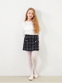 Resim LC Waikiki NEVAVM Farkıyla LCW Kids Siyah Beli Lastikli Kız Çocuk Tüvit Şort Etek - S50522Z4-LKX 