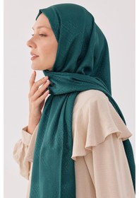 Resim Mirsoy Scarf Halka Desen Parlak Jakar Şal - Petrol Yeşili Petrol Yeşili 