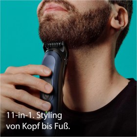 Resim Braun Hepsi Bir Arada Giyotin Seti 7, 10'u 1 Arada Çoklu Bakım, Sakal Kesme Makinesi, Burun Kılı Kesme Makinesi, Yüz, Baş ve Vücut Için Saç Kesme Makinesi, 100 Dak. Pil, (3-21 Mm), MGK7421, Mavi 