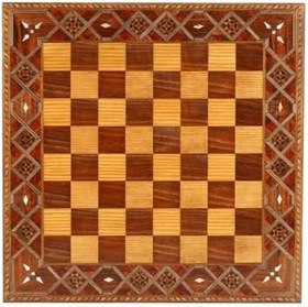 Resim GiftHome Büyük Boy Metal Osmanlı Bizans Satranç Takımı Parlak ve El Yapımı Masif Ahşap Satranç Tahtası 