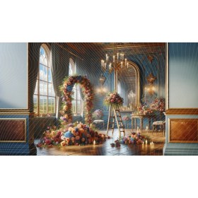 Resim Venspor Şık Çiçeklerle Dekore Edilmiş Lüks Salon Arkaplan 200 x 150 cm Fon Duvar Örtüsü 