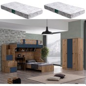 Resim Ranza, Riva Ranza Karyola Masa 3 Kapaklı Dolap 2 Adet Comfort Yatak 90 X 190 CM 