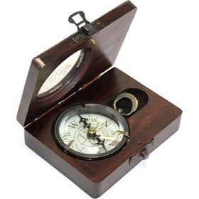 Resim Periboia Ahşap Kutulu Üzeri Desenli Pirinç Pusula 