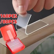 Resim 160 adet/80 adet Çok İşlevli Çift Taraflı Bant Seti - Şeffaf, Çıkarılabilir, Su Geçirmez Asma Şeritleri, Noel Hediyeleri, Festivaller, Partiler, Asılı Süslemeler, Çiftler, Fotoğraflar ve Saatler Yapıştırmak İçin Kullanılır. 