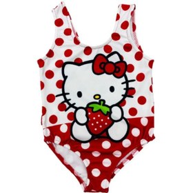 Resim Lolliboomkids Kız Çocuk Sevimli Kedi Baskılı Lacivert Sarı Askılı Mayo Pembe 