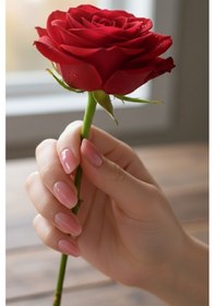 Resim Caş Dekorasyon 10'lu Pembe Renk Jel Görünümlü Takma Tırnak Seti Yapıştırıcılı 