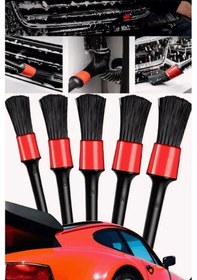 Resim 5'li Oto Detay Temizlik Fırçası Seti Kaliteli Detaylı Farklı Boyutlar, Premium Seri Araba Fırçası 