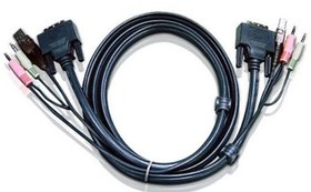 Resim ATEN-2L-7D03U USB KVM (Keyboard/Video Monitor/Mouse) Switch İçin Kablo, 3 metre, 1 x Klavye / Mouse USB A Erkek, 2 x Hoparlör ve Mikrofon Audio Plug, 