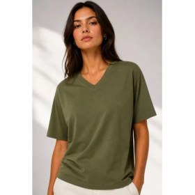 Resim Çamaşır Kenti V Yaka Basic Tişört Kısa Kol Yazlık Regular Fit Tshirt 