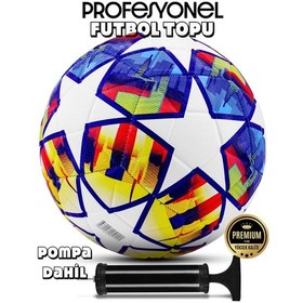 Resim Telvesse Futbol Topu Ft503 Şampiyonlar Ligi Pompalı Set Sert Zemin Halı Saha Futbol Topu No:5 Çok Renkli 