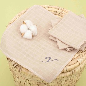 Resim 5'li Y Harf Nakışlı Mendil Set - Kumsal Beji Muslin 