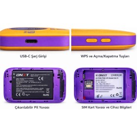 Resim Qasul 5g Mobil Wifi Modem Taşınabilir Router Wifi 6 Destekli 300MBPS 3000MAH Bataryalı Sım Kartlı Hotspot 