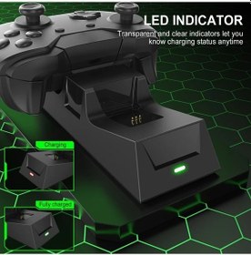 Resim Honeybeeshop Siyah 1 Xboxone Bağlantı İstasyonu 2 Adet 1100mah Pil Xbox One S X Serisi İçin Direkt Şarj Abs Reçine 2 Tutucu 4 Kapak Usb Çift Kullanım 