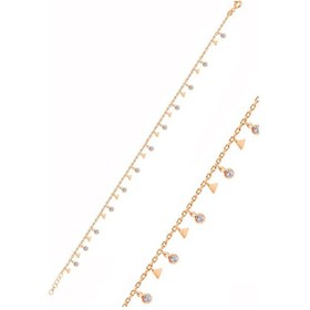 Resim Sogutlusilver Gümüş Rose Zirkon Taşlı Üçgen Pullu Halhal 