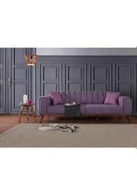 Resim Velar Yataklı Kanepe Keten Mor Mor 