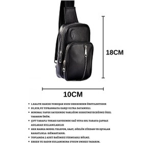 Resim Unisex Hakiki Deri Usb Çıkışlı Mini Çapraz Çanta Siyah 