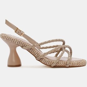 Resim Butterfly Kadın Naturel Kordonlu Topuklu Sandalet Naturel 