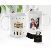 Resim Bk Gift Kişiye Özel Babalar Günü Hediyesi Fotoğraflı Kupa Bardak Ve Benzinli Çakmak Seti-59 