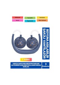 Resim 3 Kademeli Ultra Sessiz Sarı Eller Serbest Boyuna Asılabilir Şarjlı Klima Soğutucu Fan Vantilatör 