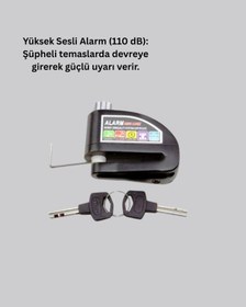 Resim Zenvia 110 Db Alarm Disk Kilidi Motosiklet Scooter Bisiklet Güvenlik Znv2026 