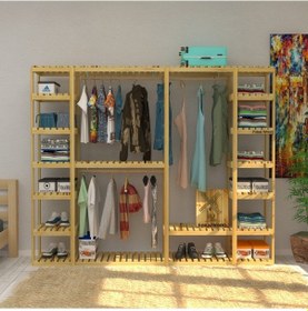 Resim Megalo - Açık Ahşap Elbise Dolabı , Gardırop 