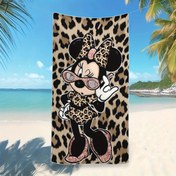 Resim 1 Adet Minnie Mouse Leopar Desenli Plaj Havlusu - Süper Yumuşak Mikrofiber, Hızlı Kuruyan & Makinede Yıkanabilir, Büyük Dikdörtgen Yoga, Seyahat, Yüzme, Kamp İçin Havlu - Şık Gözlük ve Puantiyeli Fiyonklu Eğlenceli Tasarım, Spor Aksesuarı, Emici Kumaş 