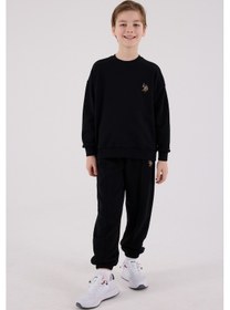 Resim U.S. Polo Assn. Lisanslı Erkek Çocuk Alt Üst 2 Parça Eşofman Takımı Us2228 Siyah 