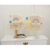 Resim Woodhub Bebek / Çocuk Odası Makrome Özel Tasarım Abajur-Avize Aydınlatma Seti 